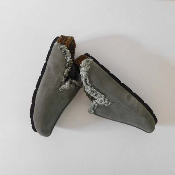 NWT!! New in Box FREE PEOPLE Damon Cozy Mules Gray Suede Slate Faux Fur 36.5 6 - Picture 5 of 15